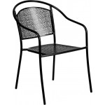 Commercial Grade Black Indoor-Outdoor Steel Patio Arm Chair with Round Back