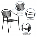 Commercial Grade Black Indoor-Outdoor Steel Patio Arm Chair with Round Back