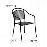 Commercial Grade Black Indoor-Outdoor Steel Patio Arm Chair with Round Back