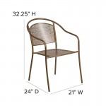 Commercial Grade Gold Indoor-Outdoor Steel Patio Arm Chair with Round Back