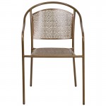 Commercial Grade Gold Indoor-Outdoor Steel Patio Arm Chair with Round Back