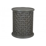 Decker Small Distressed Hardwood Drum End Table