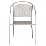 Commercial Grade Light Gray Indoor-Outdoor Steel Patio Arm Chair with Round Back