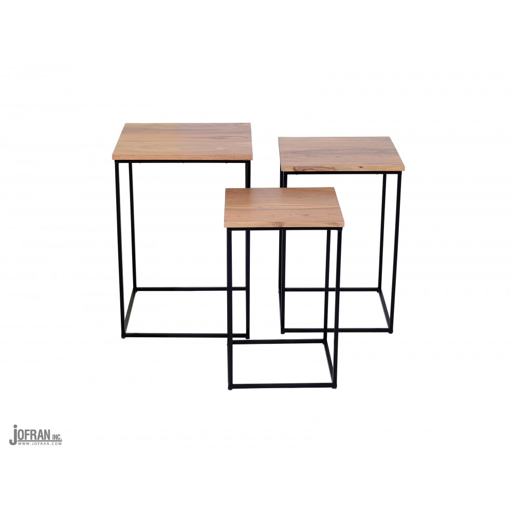 Global Archive 3 Piece Solid Wood Nesting Table Set