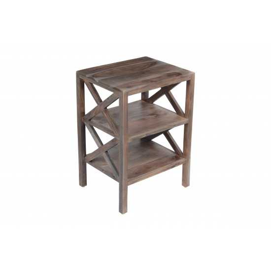 Global Archive Solid Wood X-Side Accent Table