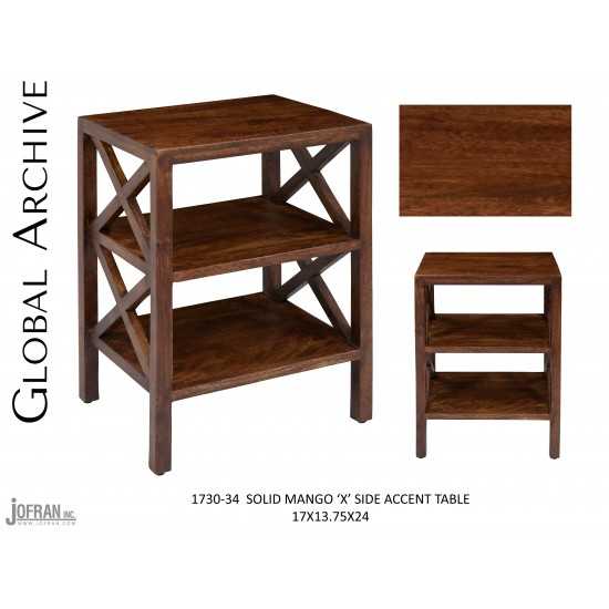 Global Archive Solid Wood X-Side Accent Table