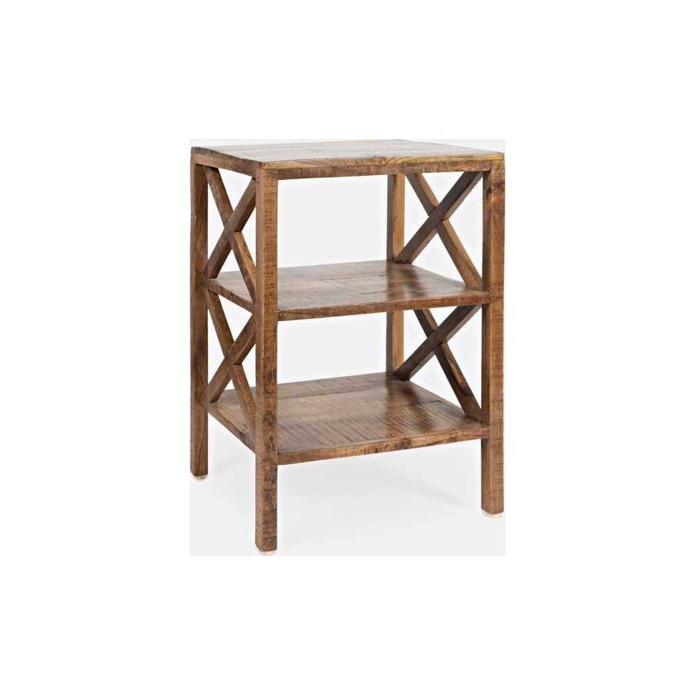 Global Archive Solid Wood X-Side Accent Table