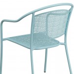 Commercial Grade Sky Blue Indoor-Outdoor Steel Patio Arm Chair with Round Back