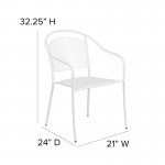 Commercial Grade White Indoor-Outdoor Steel Patio Arm Chair with Round Back