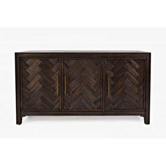 Gramercy Mid-Century Modern Chevron Three Door 60" Accent Cabinet