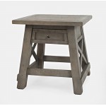 Outer Banks Reclaimed Pine USB Charging End Table - Driftwood