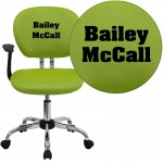 Personalized Mid-Back Apple Green Mesh Swivel Task Office Chair with Chrome Base and Arms