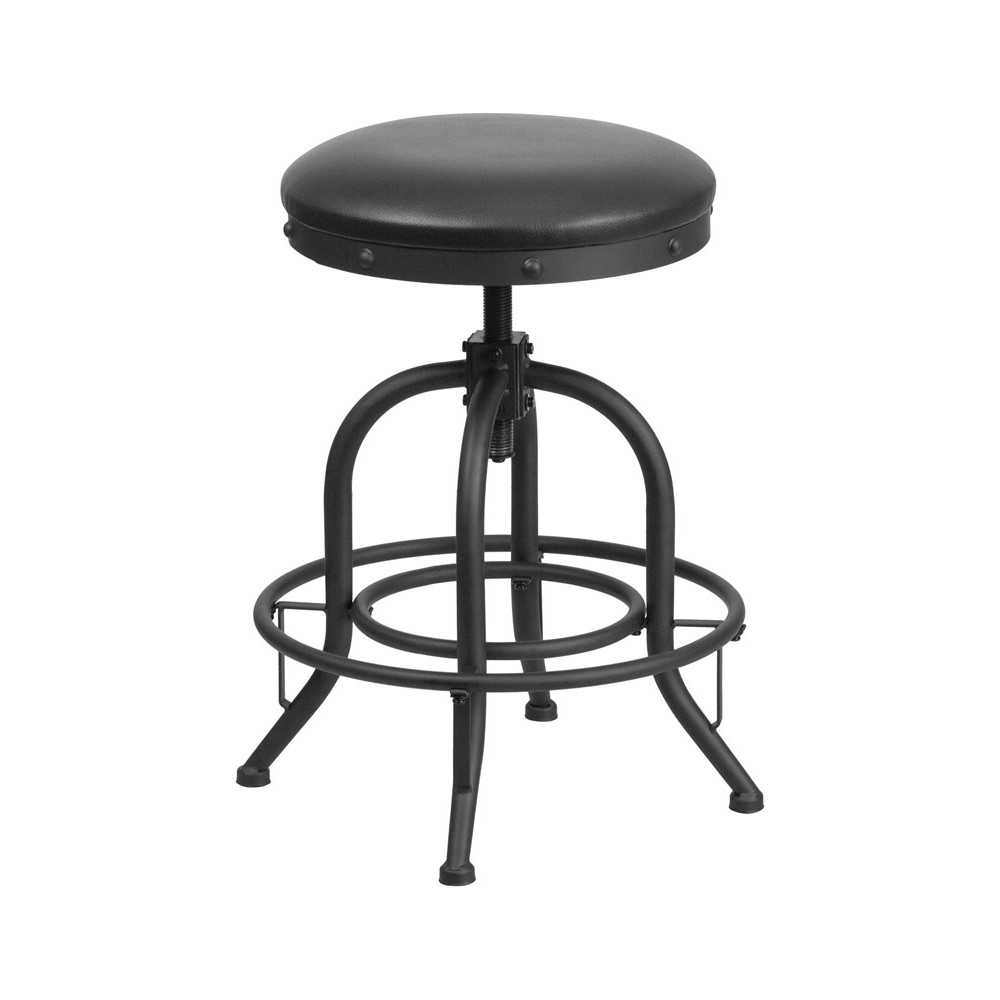 24'' Counter Height Stool with Swivel Lift Black LeatherSoft Seat