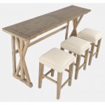 Carlyle Crossing Solid Pine Counter Height Sofa Table Set with Three Stools