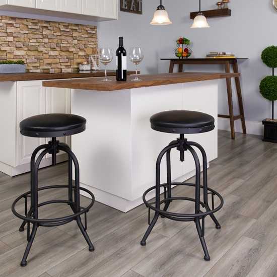 30'' Barstool with Swivel Lift Black LeatherSoft Seat