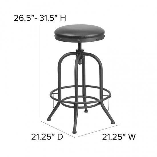 30'' Barstool with Swivel Lift Black LeatherSoft Seat