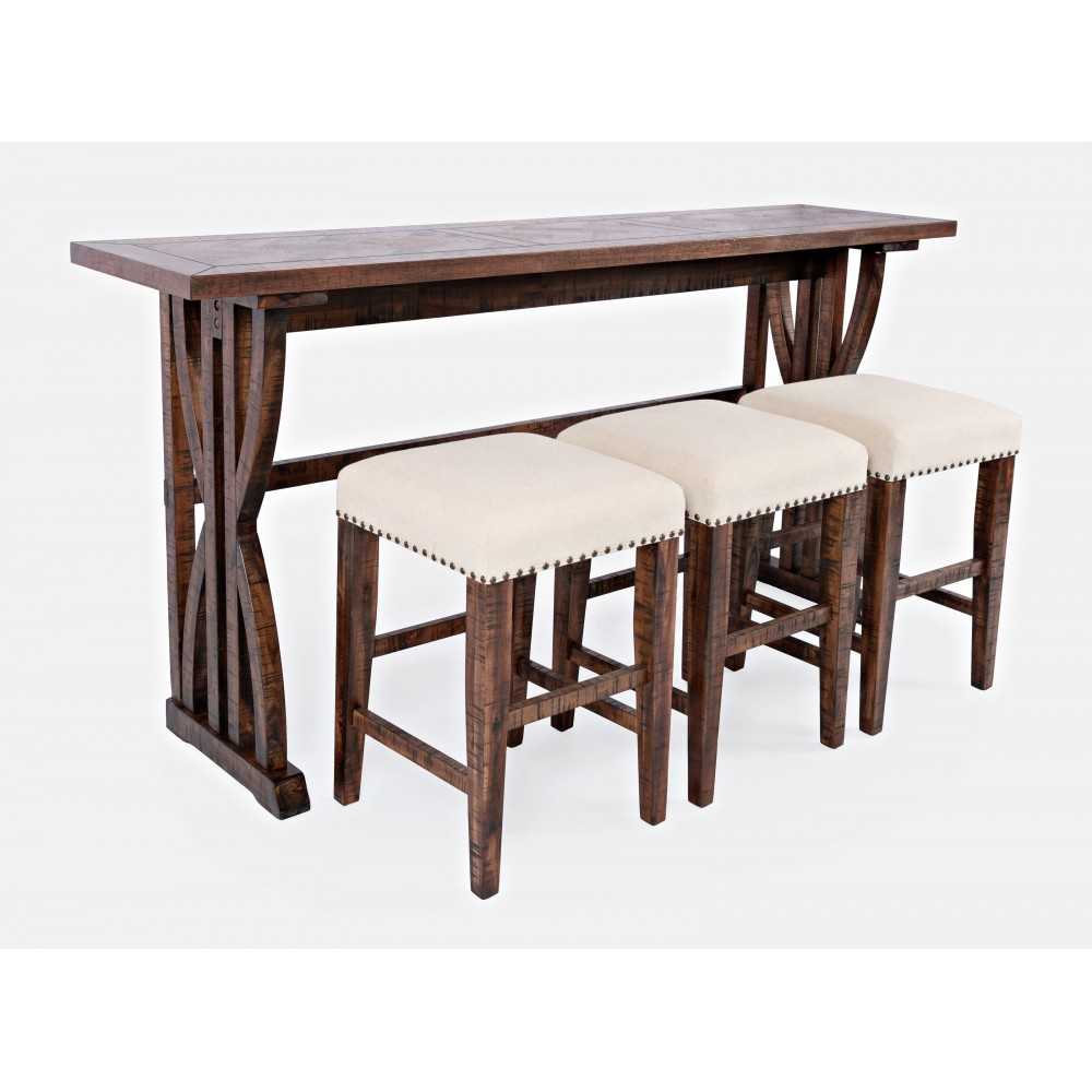 Fairview Counter Height Sofa Table Set with Three Stools