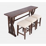 Fairview Counter Height Sofa Table Set with Three Stools