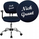 Personalized Mid-Back Navy Mesh Swivel Task Office Chair with Chrome Base and Arms