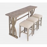 Fairview Counter Height Sofa Table Set with Three Stools