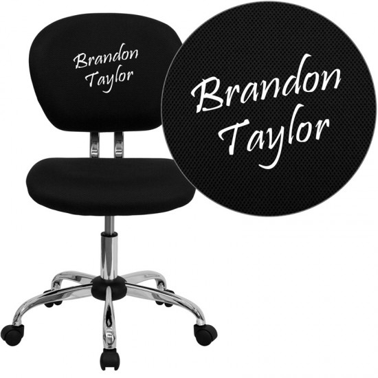 Personalized Mid-Back Black Mesh Swivel Task Office Chair with Chrome Base