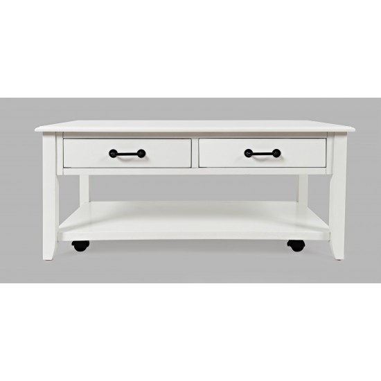 North Fork Acacia 2 Drawer Coffee Table with Casters