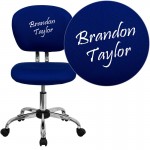 Personalized Mid-Back Blue Mesh Swivel Task Office Chair with Chrome Base