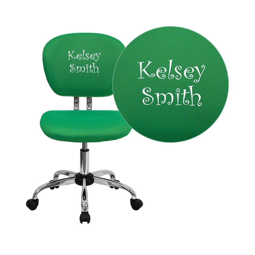 Personalized Mid-Back Bright Green Mesh Swivel Task Office Chair with Chrome Base