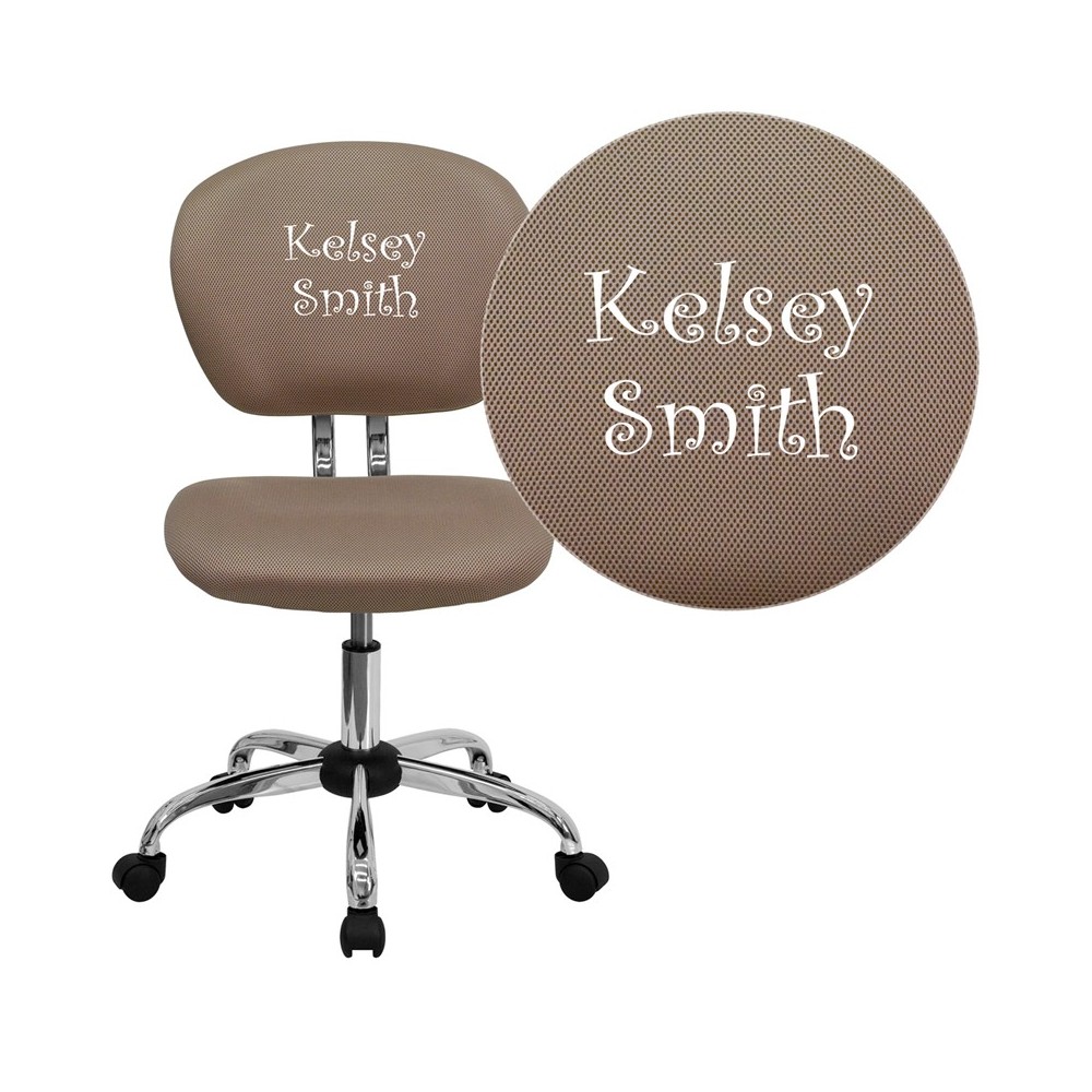 Personalized Mid-Back Coffee Brown Mesh Swivel Task Office Chair with Chrome Base