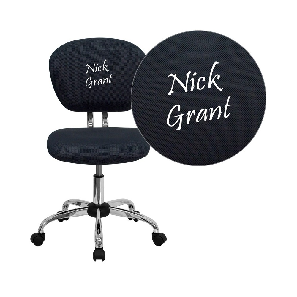 Personalized Mid-Back Gray Mesh Swivel Task Office Chair with Chrome Base