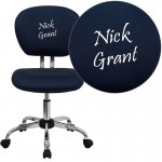 Personalized Mid-Back Navy Mesh Swivel Task Office Chair with Chrome Base