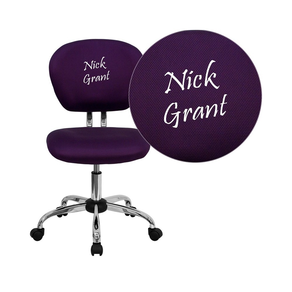 Personalized Mid-Back Purple Mesh Swivel Task Office Chair with Chrome Base