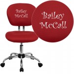 Personalized Mid-Back Red Mesh Swivel Task Office Chair with Chrome Base