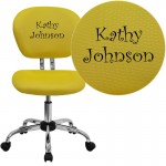 Personalized Mid-Back Yellow Mesh Swivel Task Office Chair with Chrome Base