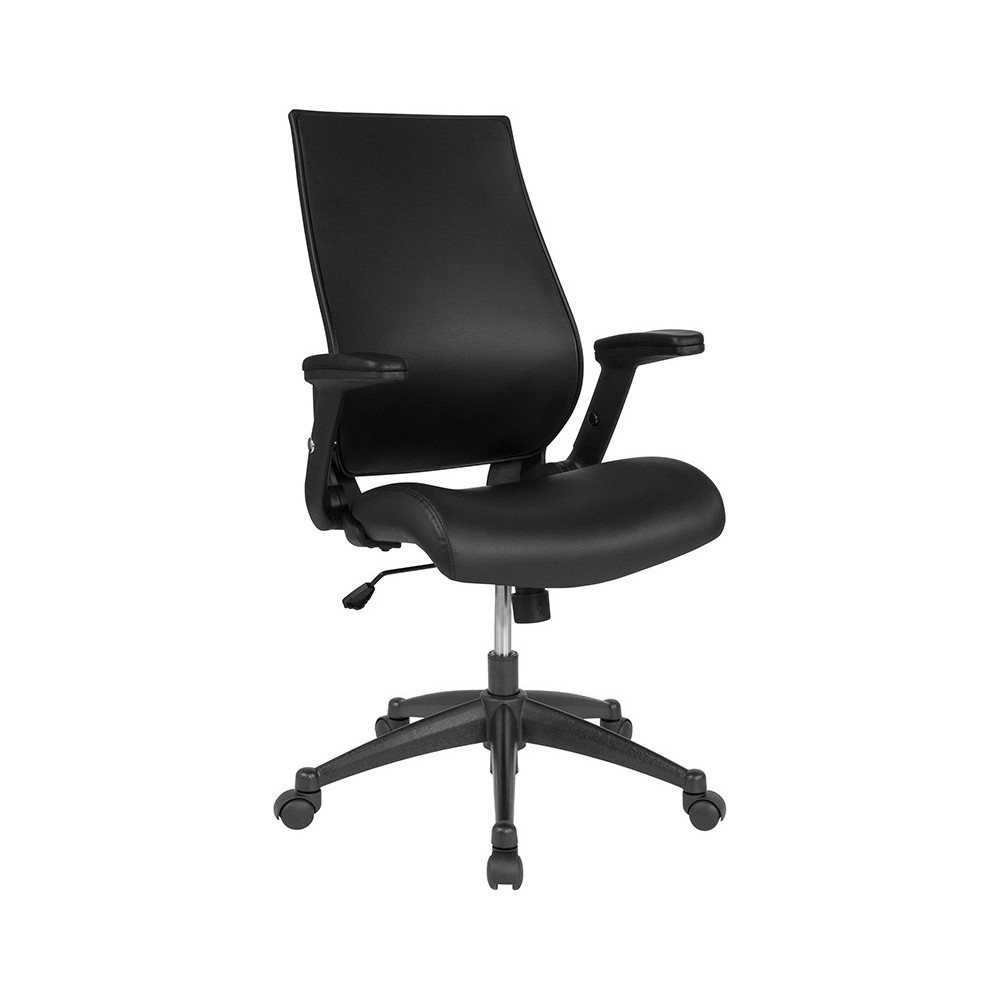 High Back Black LeatherSoft Executive Swivel Office Chair with Molded Foam Seat and Adjustable Arms High Back Black LeatherSoft Executive Swivel Office Chair with Molded Foam Seat and Adjustable Arms