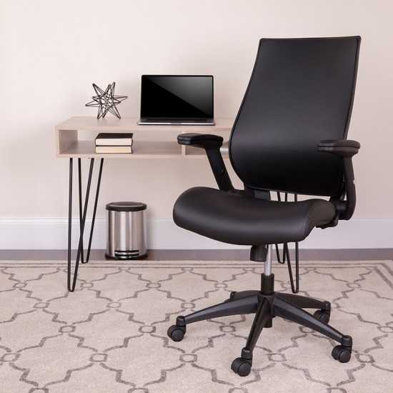 High Back Black LeatherSoft Executive Swivel Office Chair with Molded Foam Seat and Adjustable Arms