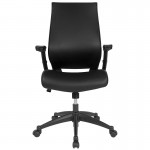 High Back Black LeatherSoft Executive Swivel Office Chair with Molded Foam Seat and Adjustable Arms