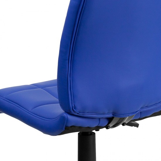 Mid-Back Blue Quilted Vinyl Swivel Task Office Chair