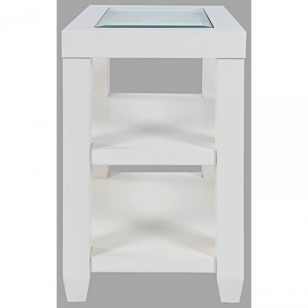 Urban Icon Glass Inlay Chair Side End Table with Storage