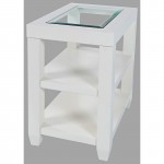 Urban Icon Glass Inlay Chair Side End Table with Storage