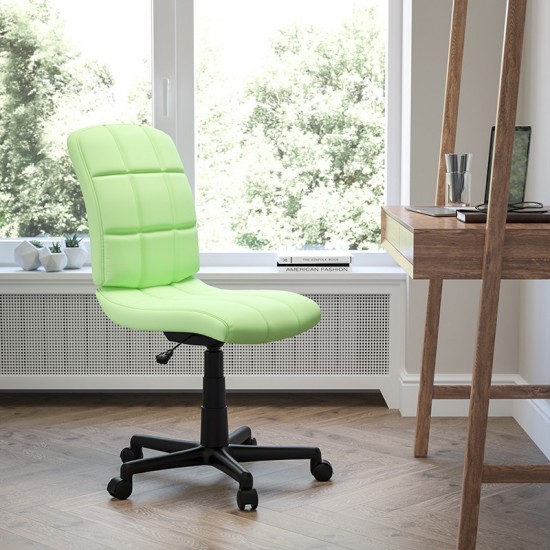 Mid-Back Green Quilted Vinyl Swivel Task Office Chair