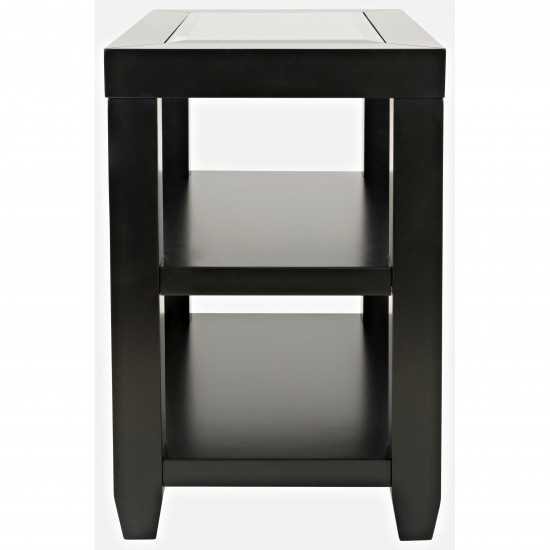 Urban Icon Glass Inlay Chair Side End Table with Storage