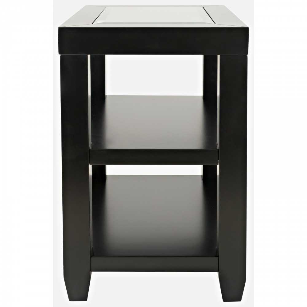 Urban Icon Glass Inlay Chair Side End Table with Storage