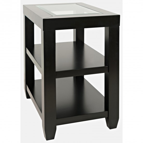 Urban Icon Glass Inlay Chair Side End Table with Storage