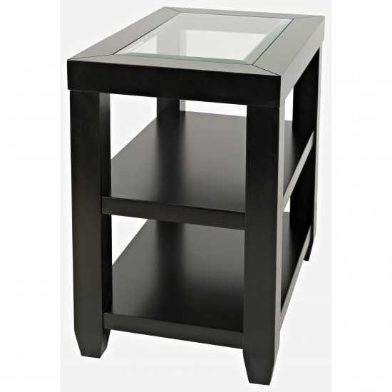 Urban Icon Glass Inlay Chair Side End Table with Storage