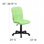 Mid-Back Green Quilted Vinyl Swivel Task Office Chair