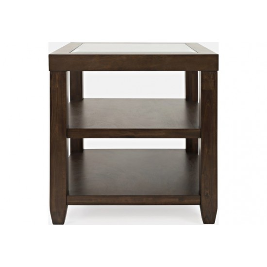 Urban Icon Glass Inlay End Table with Storage