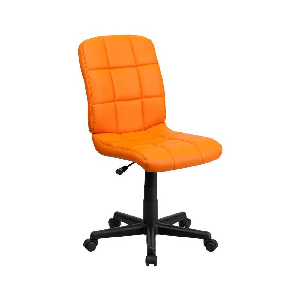 Mid-Back Orange Quilted Vinyl Swivel Task Office Chair