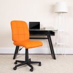 Mid-Back Orange Quilted Vinyl Swivel Task Office Chair