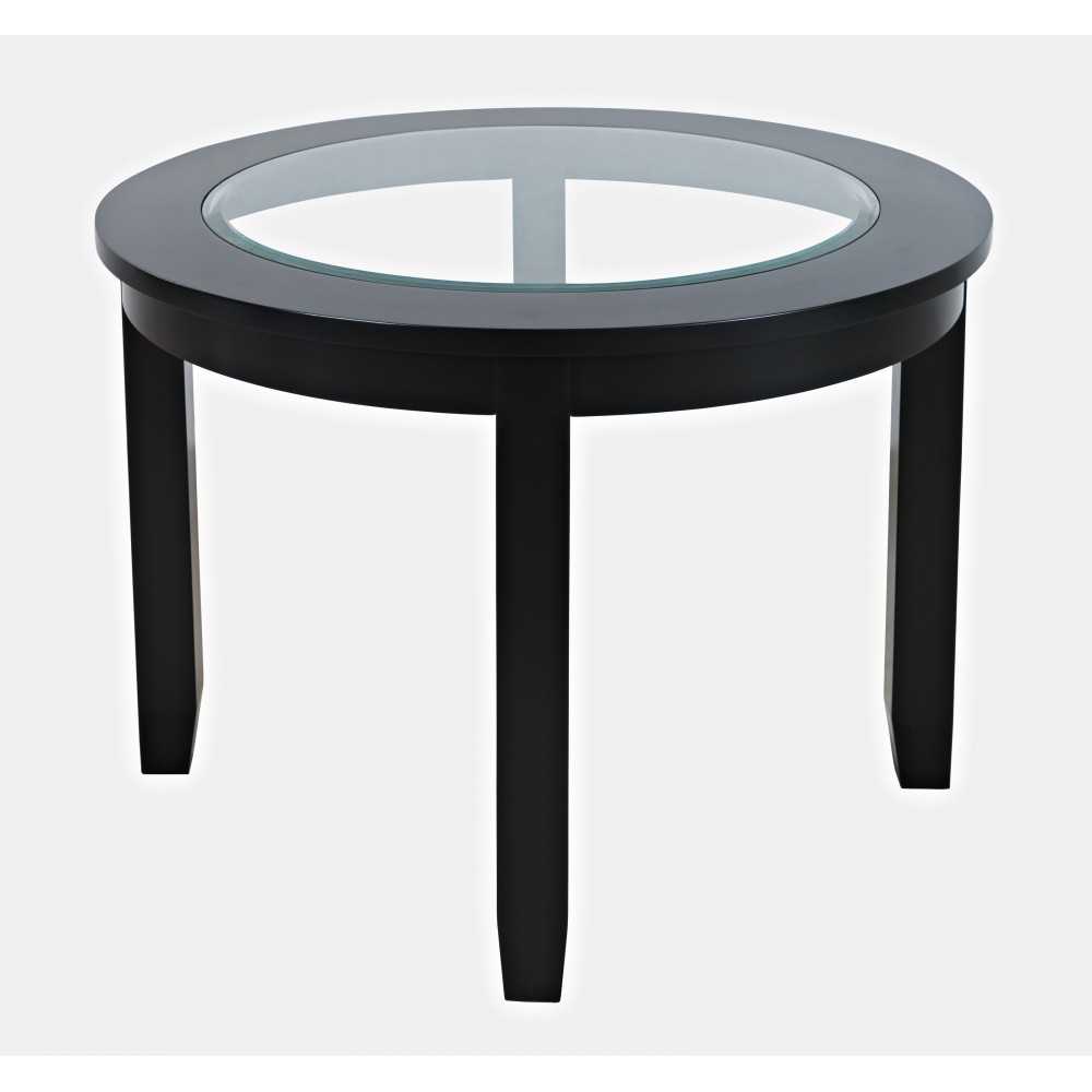 Urban Icon 42" Round Glass Inlay Dining Table